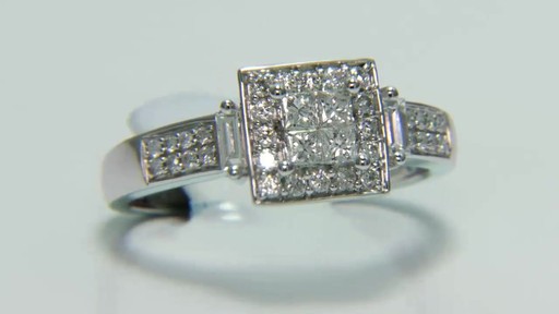 Princess-Cut Quad and Baguette Diamond Square Frame Engagement Ring ...