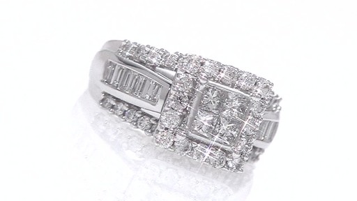 Princess-Cut Quad and Baguette Diamond Engagement Ring in 14K White ...