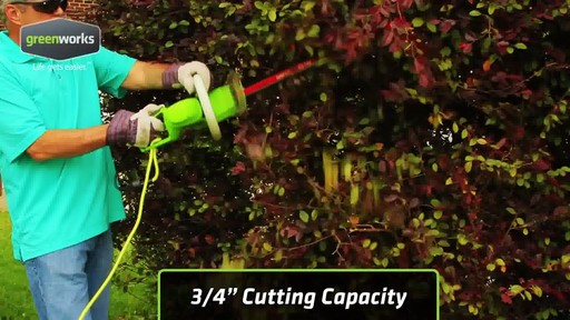 Greenworks 4A Electric Hedge Trimmer - image 9 from the video