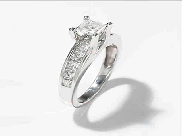 Diamond Engagement Ring|2 ct tw Princess-cut|14K White Gold - image 2 ...