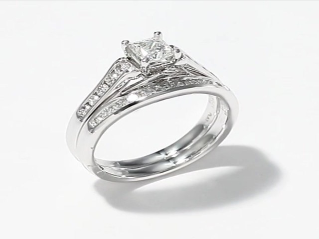 Leo Diamond Bridal Set|1 ct tw Princess-cut|14K White Gold - image 1 ...