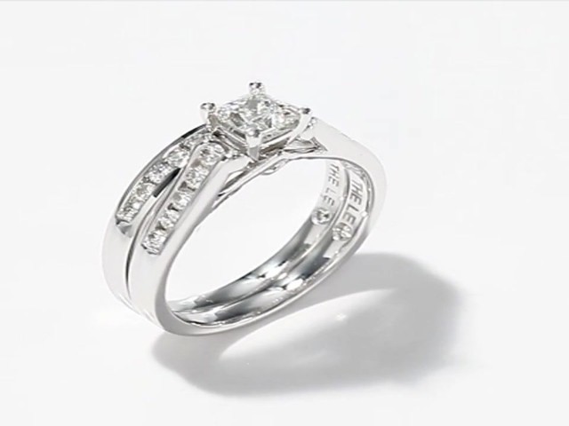 Leo Diamond Bridal Set|1 ct tw Princess-cut|14K White Gold - image 7 ...