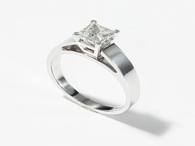 Diamond Solitaire Ring|1 carat Princess-cut |14K White Gold - image 10 ...