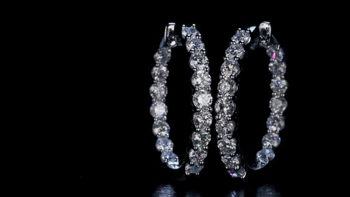 Round Brilliant Diamond Hoop Earrings 14kt White Gold - image 1 from the video