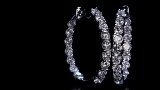 Round Brilliant Diamond Hoop Earrings 14kt White Gold - image 10 from the video
