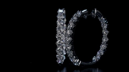 Round Brilliant Diamond Hoop Earrings 14kt White Gold - image 2 from the video