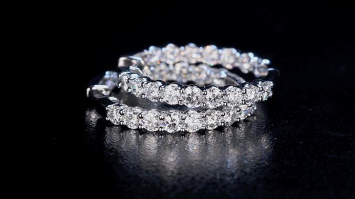 Round Brilliant Diamond Hoop Earrings 14kt White Gold - image 3 from the video