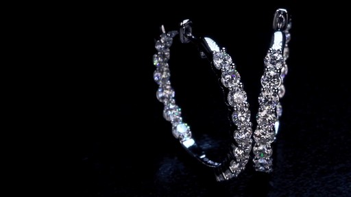 Round Brilliant Diamond Hoop Earrings 14kt White Gold - image 5 from the video