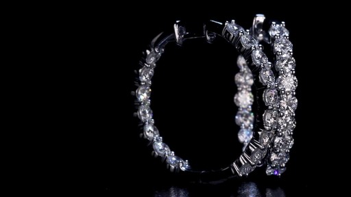 Round Brilliant Diamond Hoop Earrings 14kt White Gold - image 9 from the video