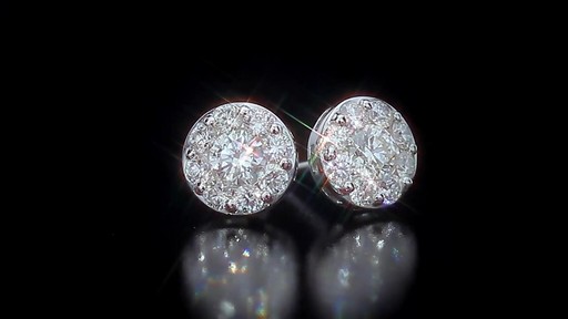 Round Brilliant Diamond Cluster Earrings (1.45 ctw) 14kt White Gold - image 1 from the video