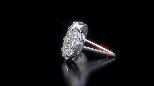 Round Brilliant Diamond Cluster Earrings (1.45 ctw) 14kt White Gold - image 3 from the video