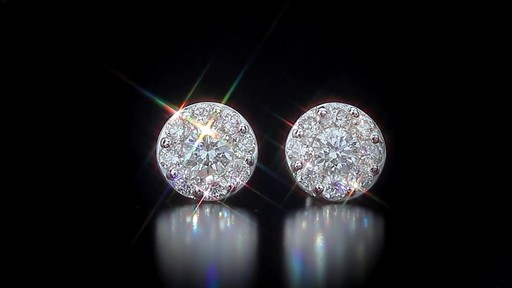Round Brilliant Diamond Cluster Earrings (1.45 ctw) 14kt White Gold - image 6 from the video
