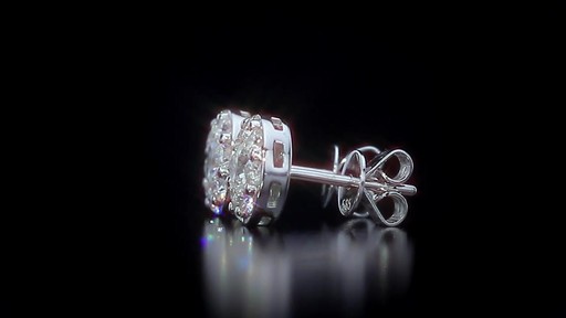 Round Brilliant Diamond Cluster Earrings (1.45 ctw) 14kt White Gold - image 8 from the video