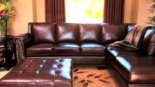 Encore Top Grain Leather Sectional and Ottoman - image 7 from the video